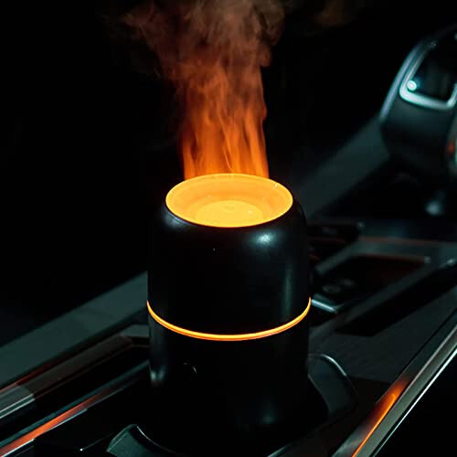 UrrSovv Humidifiers Car Diffusers for Essential Oils USB Car Humidifier Aromatherapy Diffusers with 7 Color Flame Lights for Car Home Office Gift (Black) - 1