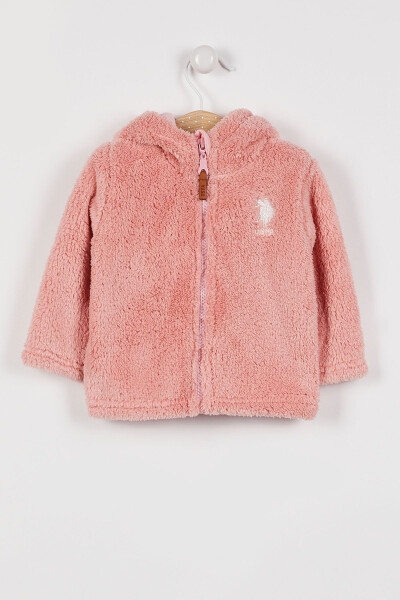 U.s. Polo Assn Licensed Salmon Baby Girl Hooded Cardigan - 1