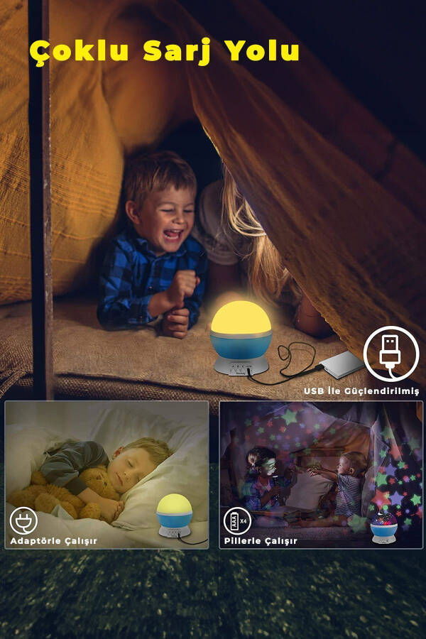 USB and Battery Powered Projector Night Light with Children's Images for Baby and Children's Room - 4