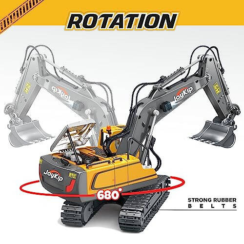 Uzaktan Kumandalı Ekskavatör Oyuncak 11 Kanal 2.4Ghz RC İnşaat Araçları Metal Kürek Kamyon Oyuncakları Çocuklar İçin, 680° Dönme Işık ve Sesle - 1/20 Ölçekli Traktör Kazıcı Erkek Çocuklar İçin 6+ - 3