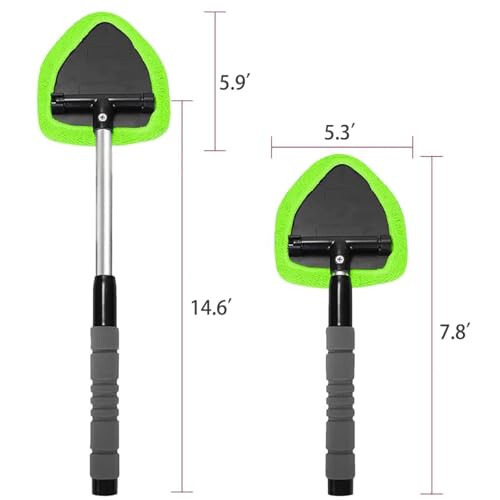 Uzatılabilir Saplı Araba Cam Temizleyici - 3 Tekrar Kullanılabilir Bez Pedli Ön Cam Temizleme Aracı, İç ve Dış Araba Cam Silme Seti, Kirli Araba Camları İçin Ideal - 2