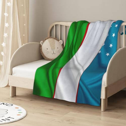 Uzbekistan Flag 30x40 Super Soft Flannel Blanket Throw for Bed Sofa Great Gift Fall Winter - 2