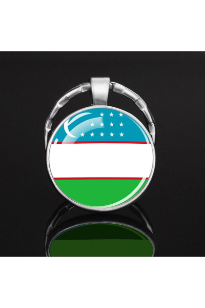 Uzbekistan Flag Keychain Turkish Republics Flag Keychains Metal 3d Magnifying Glass - 1