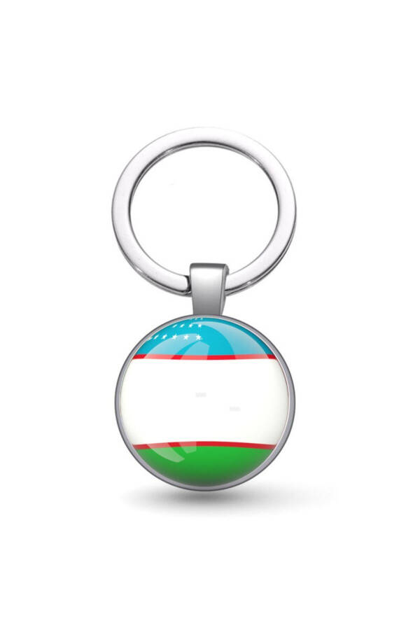 Uzbekistan Flag Keychain Turkish Republics Flag Keychains Metal 3d Magnifying Glass - 2