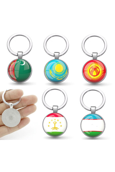 Uzbekistan Flag Keychain Turkish Republics Flag Keychains Metal 3d Magnifying Glass - 3