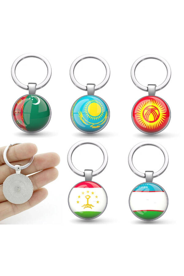 Uzbekistan Flag Keychain Turkish Republics Flag Keychains Metal 3d Magnifying Glass - 3