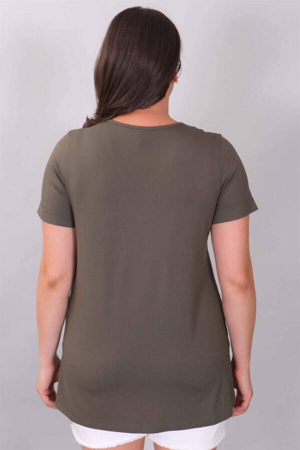 V-Neck Basic Khaki Blouse - 5