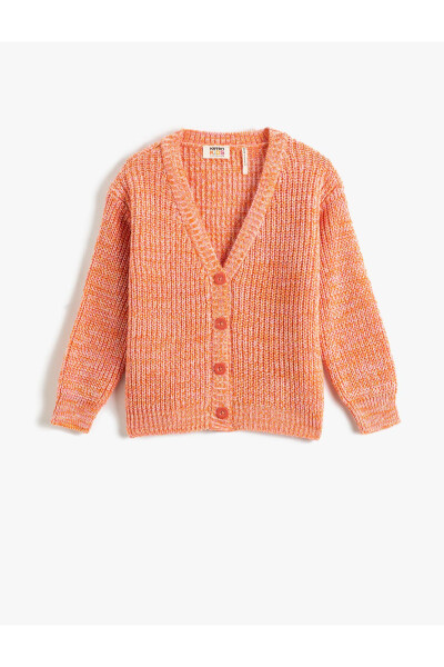 V Neck Basic Knit Cardigan with Buttons - 5