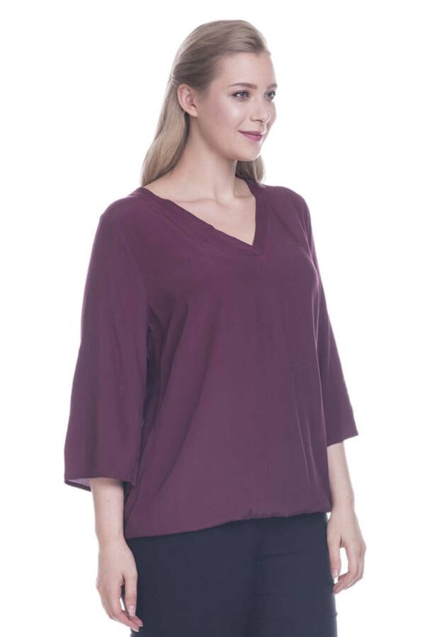 V-Neck Blouse with Epaulets - 2