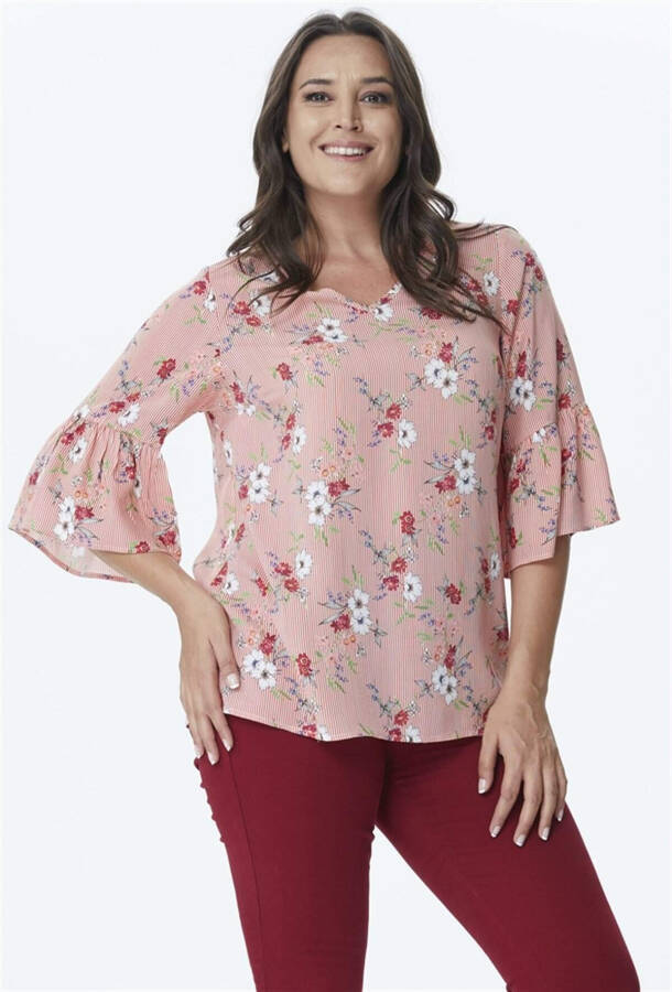 V-Neck Blouse with Sleeve Details - 3