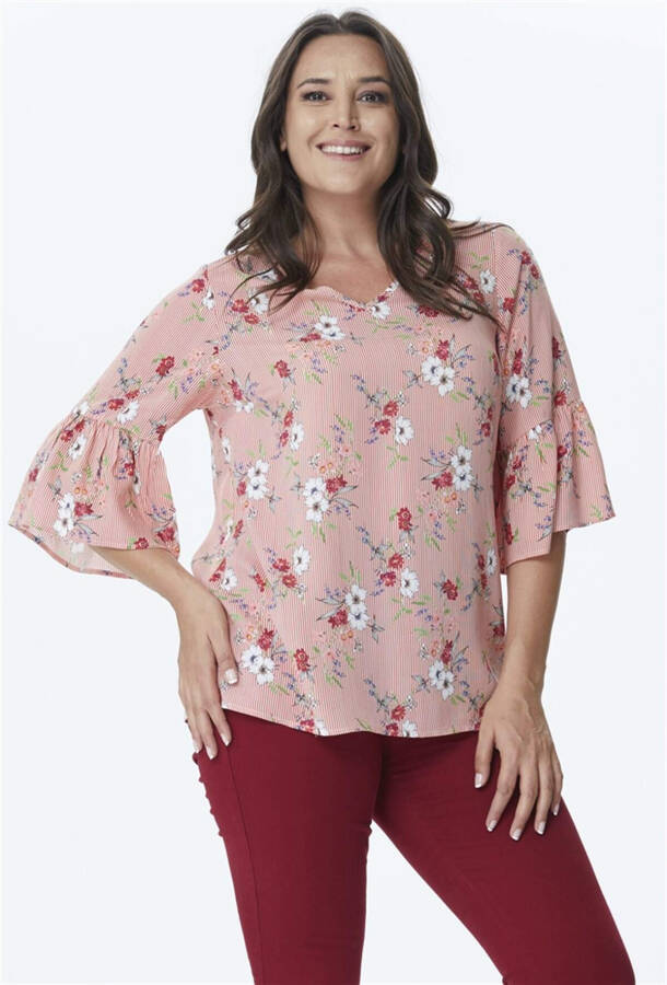 V-Neck Blouse with Sleeve Details - 1