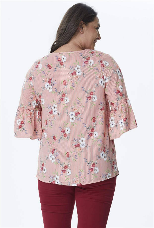 V-Neck Blouse with Sleeve Details - 2