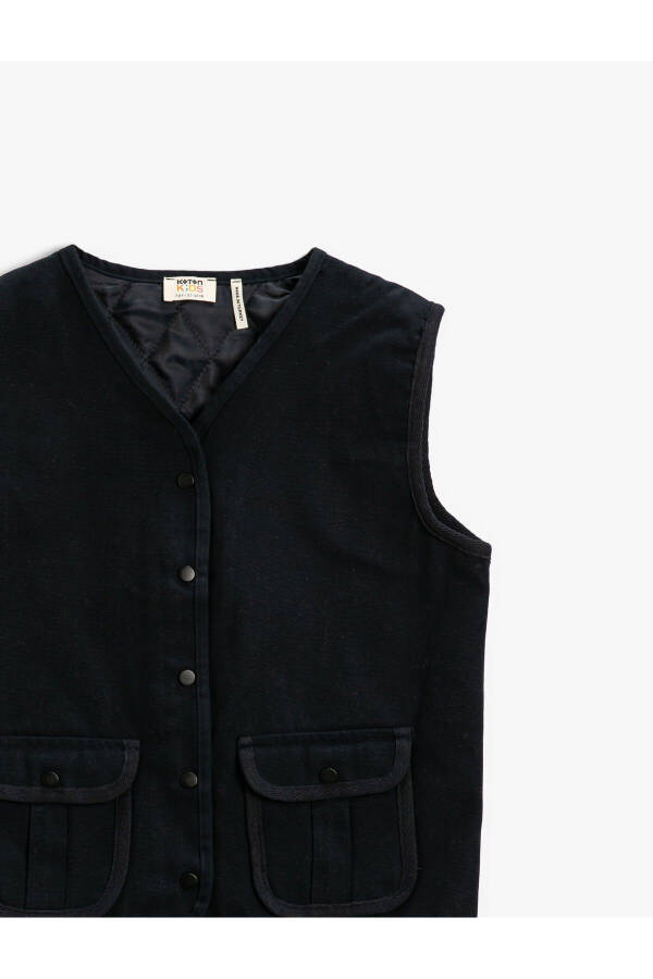 V-Neck Cotton Quilted Lined Vest - 3