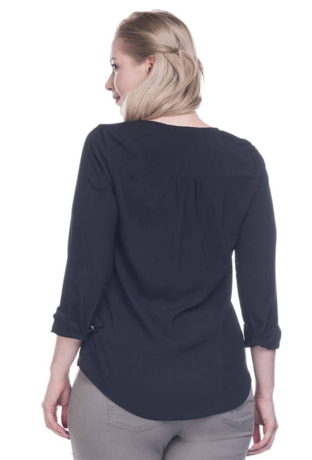 V Neck Crepe Blouse - 3