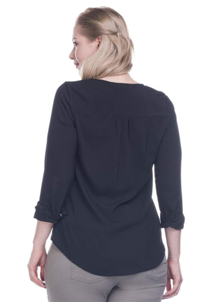 V Neck Crepe Blouse - 6