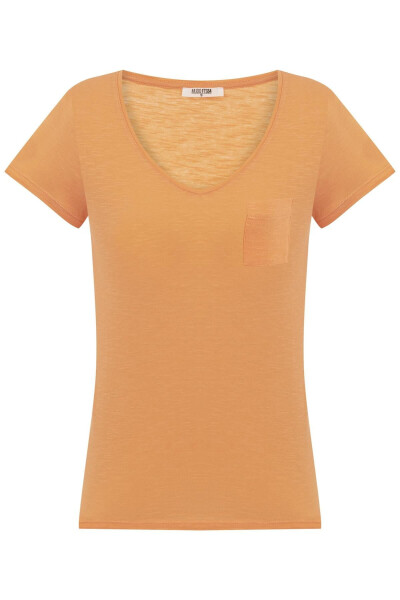 V-Neck Short Sleeve T-shirt - 1