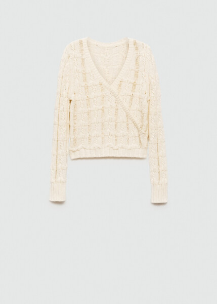 V-neck sweater - Ecru. - 9