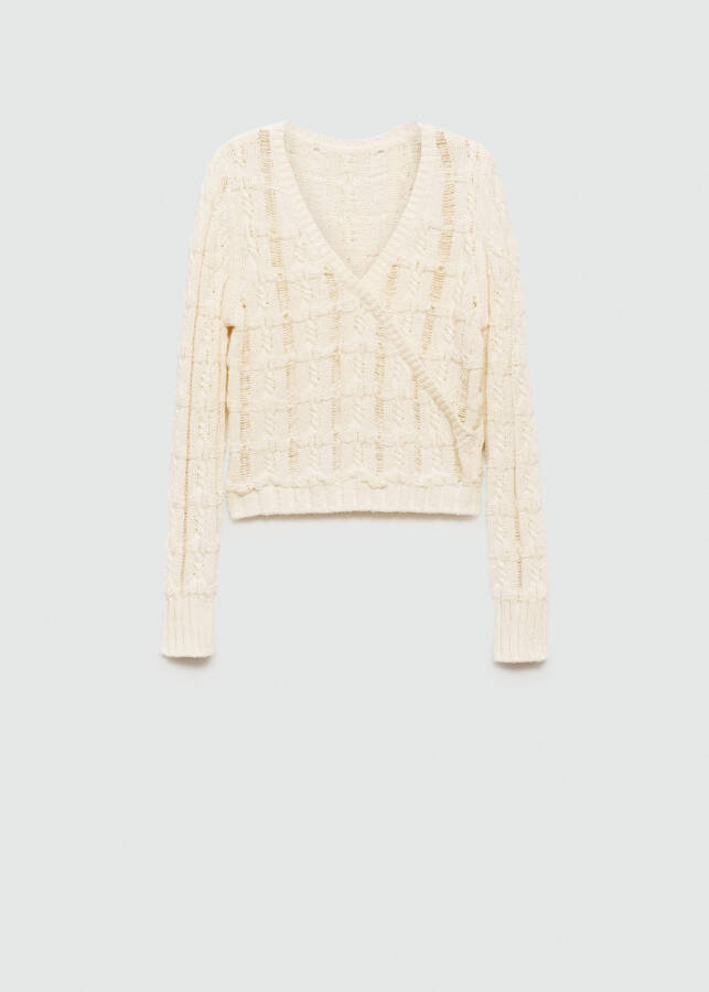 V-neck sweater - Ecru. - 1