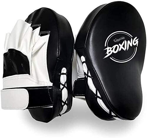 Valleycomfy Boxing Curved Focus Punching Mitts - Leatherette Training Hand Pads - 6