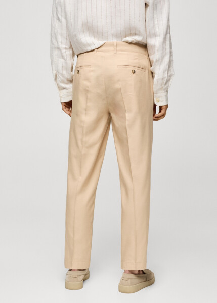 Vanilla colored cotton lyocell pleated trousers - 23