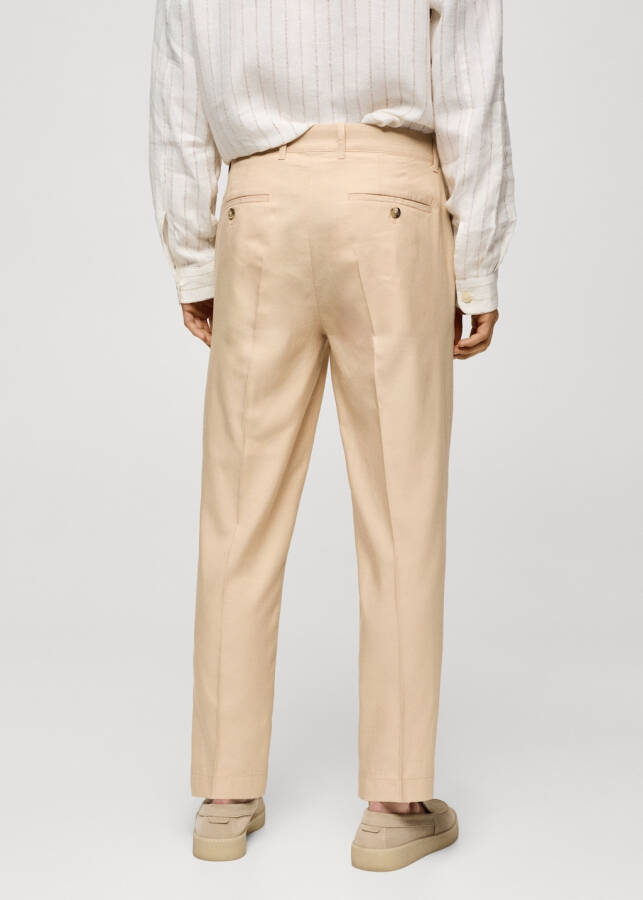 Vanilla colored cotton lyocell pleated trousers - 23