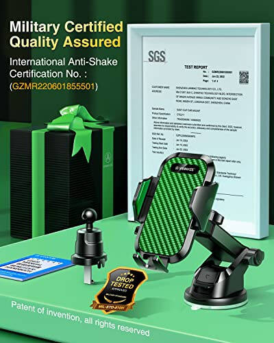 VANMASS 【2024 Newest & Strongest】 Military-Grade Cert Car Phone Holder Mount【Over 60LBS Suction】 Dashboard Windshield Cell Automobile Cradles Truck Hook Vent for iPhone 15 Pro Max 14 13 12 Samsung - 3