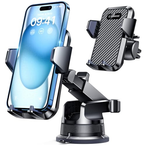 VANMASS [2024 Upgrade] Phone Holders for Your Car [Super Suction Cup] Cell Phone Mount Car Dashboard Window Vent Desk Fit for iPhone 15 Pro Max 14 13 Universal Handsfree Automobile Vehicle Cradle - 1