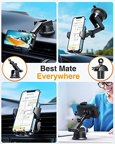 VANMASS [2024 Upgrade Phone Holders for Your Car [Super Suction Cup] Cell Phone Mount Car Dashboard Window Vent Desk Fit for iPhone 15 Pro Max 14 13 Universal Handsfree Automobile Vehicle Cradle，Blue - 2