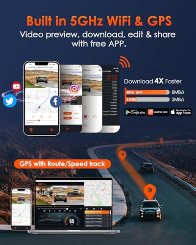 Vantrue E3 3 Kanal 2.7K WiFi Dash Cam GPS, Sesli Kontrol, Starvis IR Gece Görüşü, 24 Saat Tamponlu Park Modu, 3 Yönlü 1944P+1080P+1080P Ön ve Arka İç Dash Kamera, 512GB'a Kadar Destek - 6