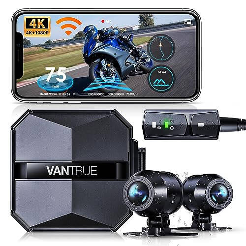 Vantrue F1 Mototsikl 4K Oldingi va Orqa Dash Cam, 4K + 1080P Mototsikl Kamerasi, GPS, To'liq Tana Su o'tkazmaydigan, Wi-Fi, 160° Keng Burchak, Starvis Kechasi Ko'rish, G-Sensor, To'xtash Rejimi, Maksimal 512GB Qo'llab-quvvatlash - 1