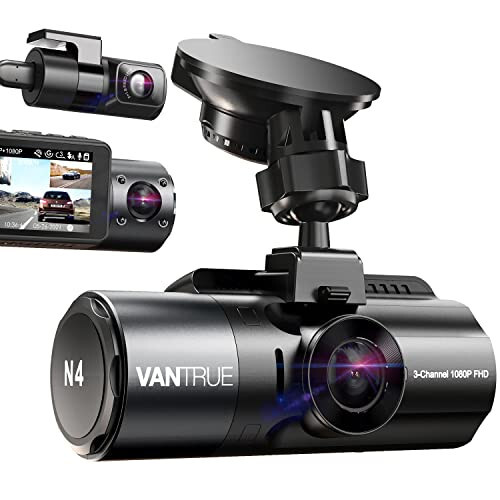 Vantrue N4 3 Channel Dash Cam, 4K+1080P Front and Rear, 1440P+1440P Front and Inside, 1440P+1440P+1080P Three Way Triple Car Camera, IR Night Vision, 24 Hours Parking Mode, Support 256GB Max - 1