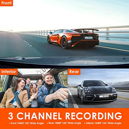 Vantrue N4 3 Channel Dash Cam, 4K+1080P Front and Rear, 1440P+1440P Front and Inside, 1440P+1440P+1080P Three Way Triple Car Camera, IR Night Vision, 24 Hours Parking Mode, Support 256GB Max - 2