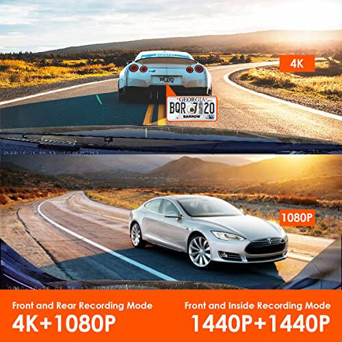 Vantrue N4 3 Channel Dash Cam, 4K+1080P Front and Rear, 1440P+1440P Front and Inside, 1440P+1440P+1080P Three Way Triple Car Camera, IR Night Vision, 24 Hours Parking Mode, Support 256GB Max - 4