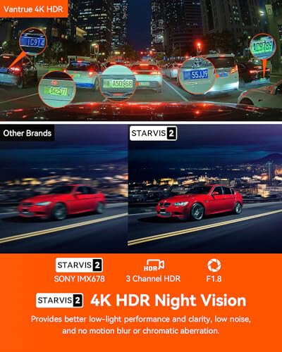 Vantrue N4 Pro 3 Kanal 4K WiFi Dash Cam, STARVIS 2 IMX678 Gece Görüşü, 4K+1080P+1080P Ön İç ve Arka Üçlü Araç Kamerası, Sesli Kontrol, GPS, 4K HDR, 24 Saat Park Modu, Maksimum 512GB Destek - 3