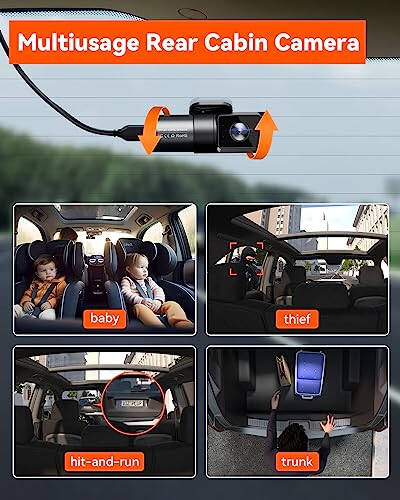 Vantrue N5 4 Kanal WiFi 360° Tüm Taraflı Dash Cam, STARVIS 2 IR Gece Görüşü, 2.7K+1080P*3 Ön Arka İç Dashcam, Sesli Kontrol, GPS, 24 Saat Arabelleğe Alınmış Park Modu Dash Kamera, Maksimum 512GB Desteği - 5