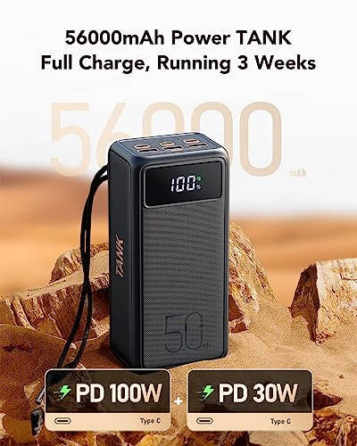 VEEKTOMX 100W Güç Bankası 56000mAh Dizüstü Bilgisayar ve Telefon için + Dahili Kablolu 20000mAh Güç Bankası iPhone, iPad, Samsung ve Android Cihazlarla Uyumlu Seyahat İçin - 2