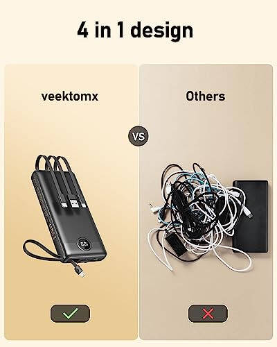 VEEKTOMX 100W Güç Bankası 56000mAh Dizüstü Bilgisayar ve Telefon için + Dahili Kablolu 20000mAh Güç Bankası iPhone, iPad, Samsung ve Android Cihazlarla Uyumlu Seyahat İçin - 5