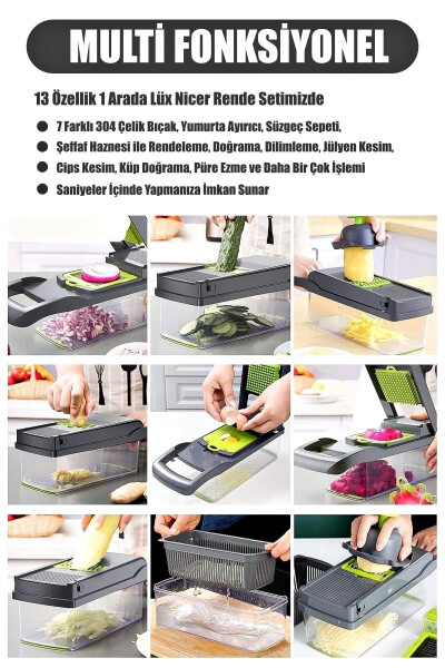 Vegetable Chopper Cube Grater Container Vegetable Chopper Dicer Slicer Cutter Functional Kitchen Set - 5