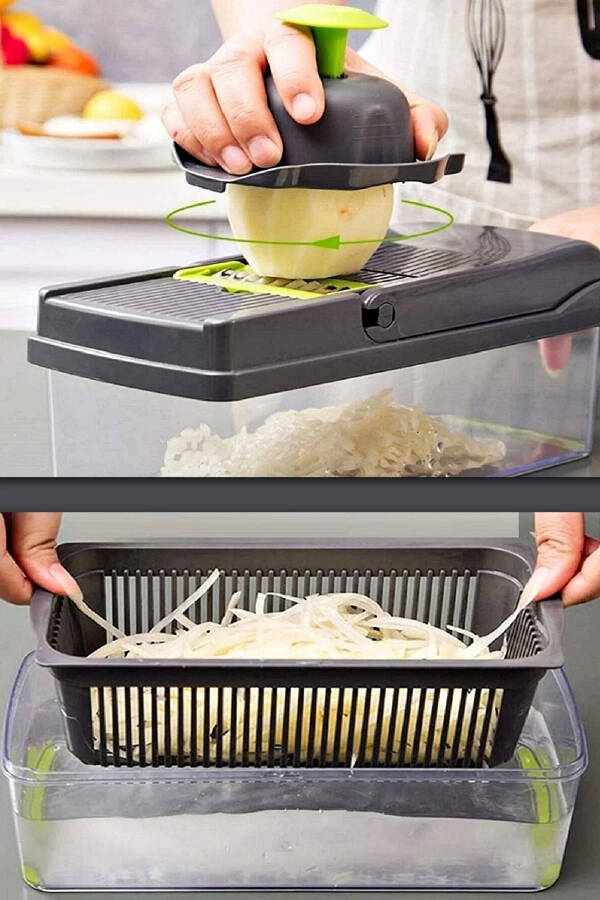 Vegetable Chopper Cube Grater Container Vegetable Chopper Dicer Slicer Cutter Functional Kitchen Set - 6