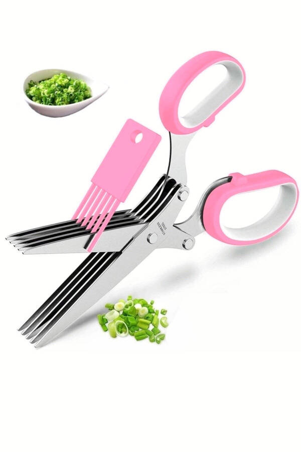 Vegetable Scissors 5 Blade Vegetable Chopper Fruit Cutting Kitchen Parsley Green Onion Cutting Scissors - 1