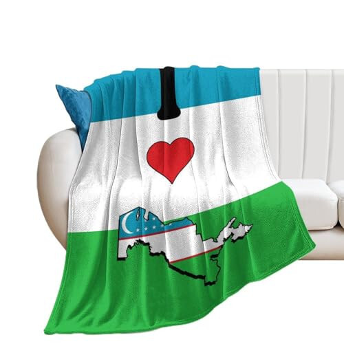 VEHFA I Love My Country,Uzbekistan Throw Blanket for Men Women Kids,The Flag of Uzbekistan Flannel Blankets Throws Suitable for Home,Office Work,Dormitory Nursery 60