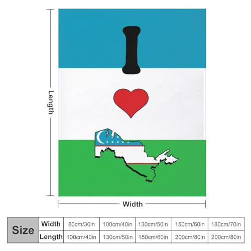 VEHFA I Love My Country,Uzbekistan Throw Blanket for Men Women Kids,The Flag of Uzbekistan Flannel Blankets Throws Suitable for Home,Office Work,Dormitory Nursery 60