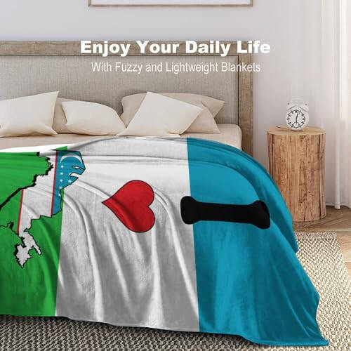 VEHFA I Love My Country,Uzbekistan Throw Blanket for Men Women Kids,The Flag of Uzbekistan Flannel Blankets Throws Suitable for Home,Office Work,Dormitory Nursery 60