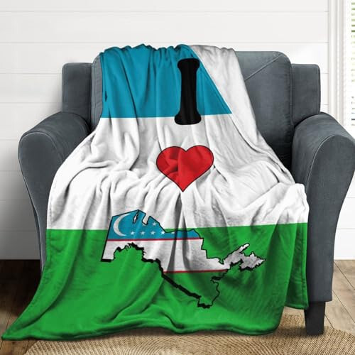 VEHFA I Love My Country,Uzbekistan Throw Blanket for Men Women Kids,The Flag of Uzbekistan Flannel Blankets Throws Suitable for Home,Office Work,Dormitory Nursery 60