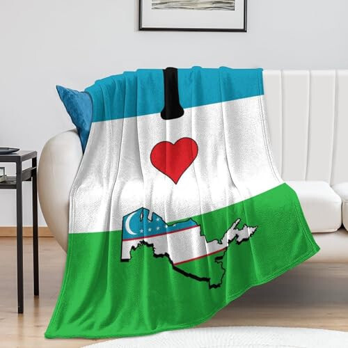 VEHFA I Love My Country,Uzbekistan Throw Blanket for Men Women Kids,The Flag of Uzbekistan Flannel Blankets Throws Suitable for Home,Office Work,Dormitory Nursery 60