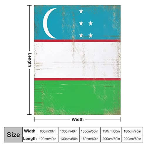 VEHFA O'zbekiston Bayrog'i Adyol, O'zbekiston Tashlamalar Plush Super Yumshoq Issiq Flanel Adyol Divan Kreslo Sofa Qopqog'i Stul Mamlakat Suveniri Sayohat Sovg'asi Do'st Oila O'qituvchisi uchun 50