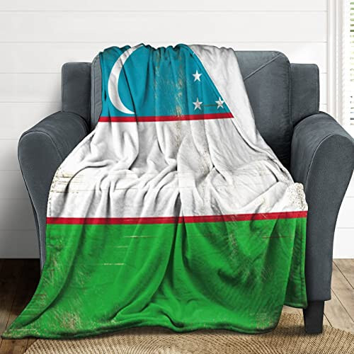 VEHFA Uzbekistan Flag Blanket, Uzbekistan Throws Plush Super Soft Warm Flannel Blanket for Couch Bed Sofa Cover Chair Country Souvenir Travel Gift for Friend Family Teacher 50