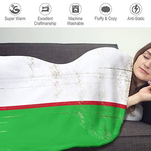 VEHFA Vintage Uzbekistan Flag Blankets Uzbekistan Fuzzy Blanket Patriotic Throw Decor Plush Super Soft Warm Coral Fleece Blanket for Sofa Chair Living Room Adult Kids Blanket 59 Inches - 3