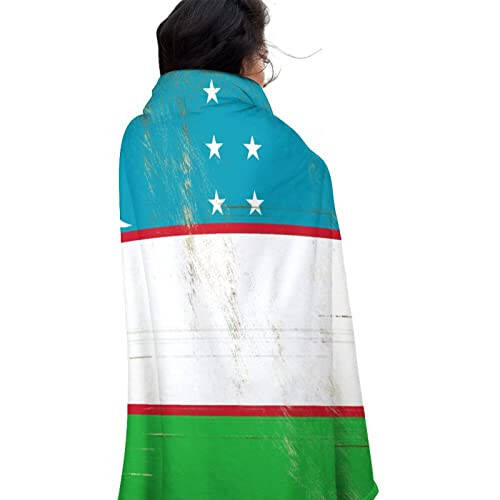 VEHFA Vintage Uzbekistan Flag Blankets Uzbekistan Fuzzy Blanket Patriotic Throw Decor Plush Super Soft Warm Coral Fleece Blanket for Sofa Chair Living Room Adult Kids Blanket 59 Inches - 4