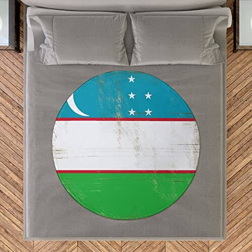 VEHFA Vintage Uzbekistan Flag Blankets Uzbekistan Fuzzy Blanket Patriotic Throw Decor Plush Super Soft Warm Coral Fleece Blanket for Sofa Chair Living Room Adult Kids Blanket 59 Inches - 7